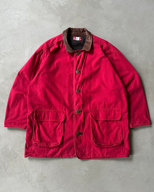 1990s - Distressed Red Marlboro Barn Jacket - L