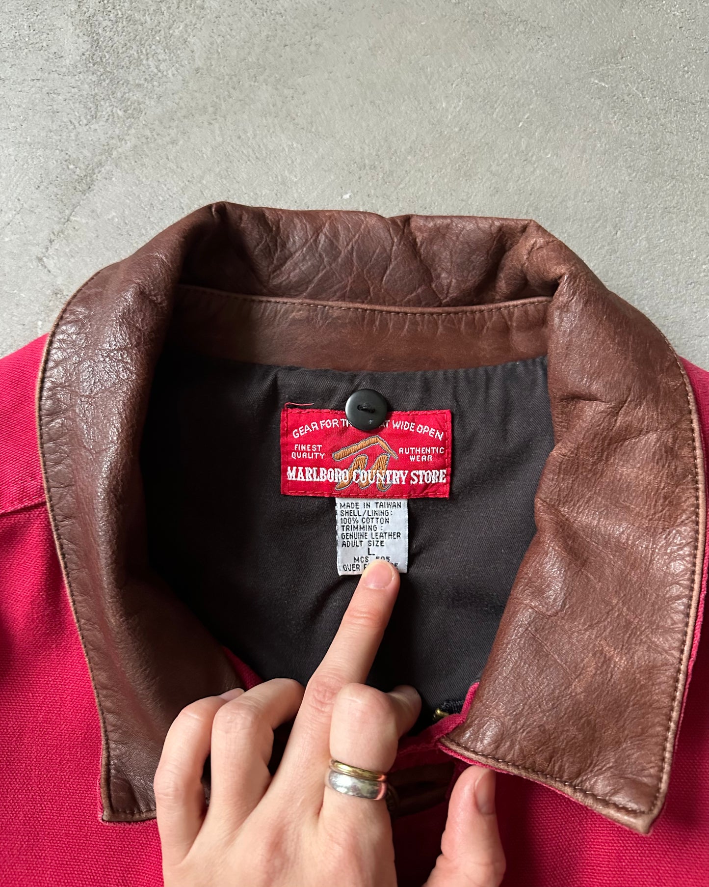 Années 90 - Veste de grange Marlboro rouge vieilli - Taille L
