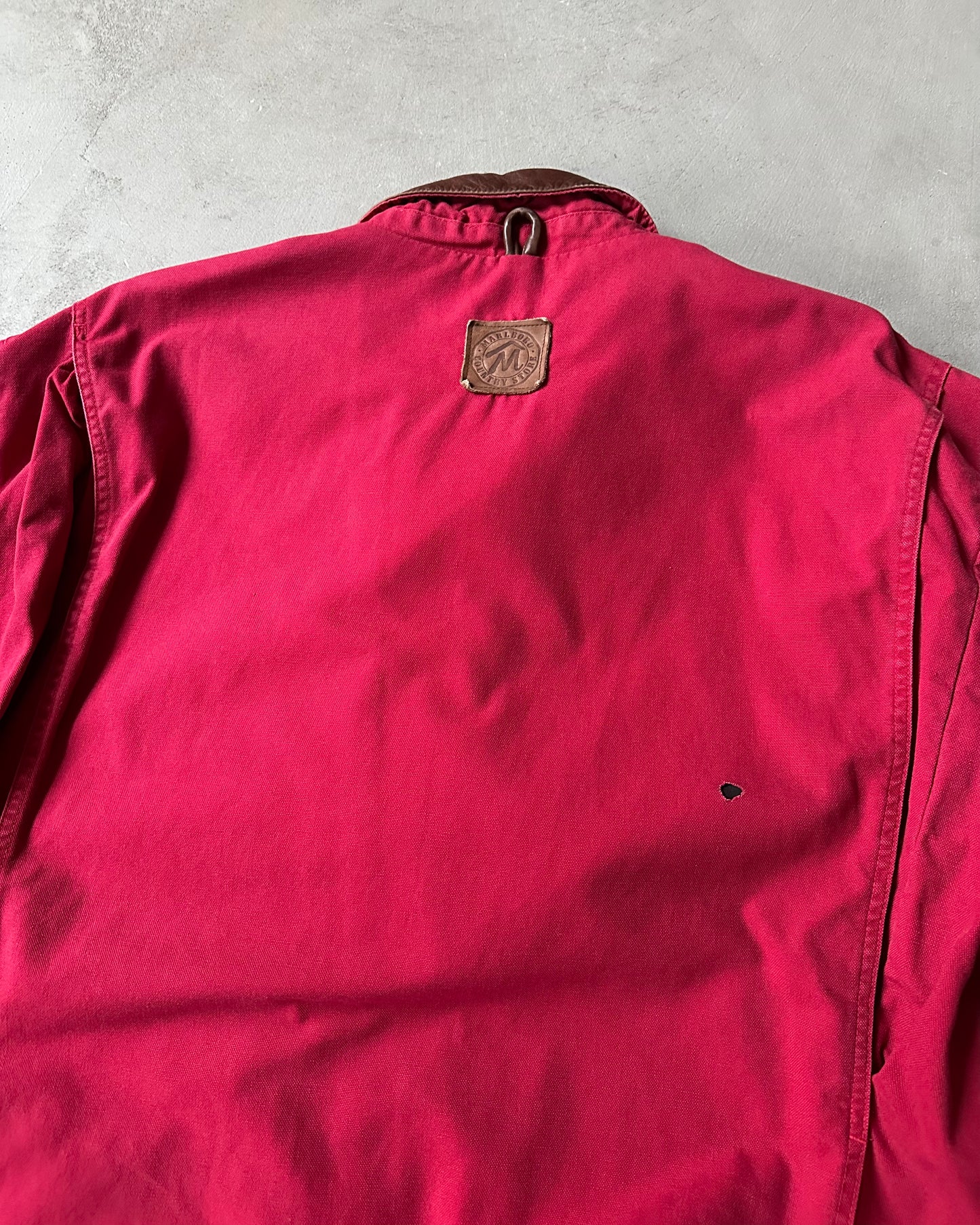 Années 90 - Veste de grange Marlboro rouge vieilli - Taille L
