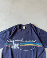 1980s - Navy "Connecticut" T-Shirt - XS