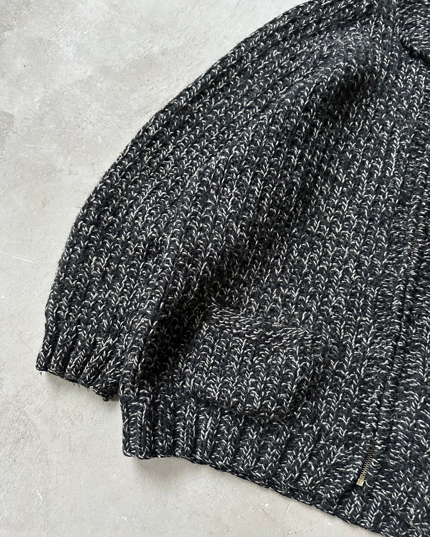 1970s - Salt And Pepper Cowichan Wool Sweater - XL
