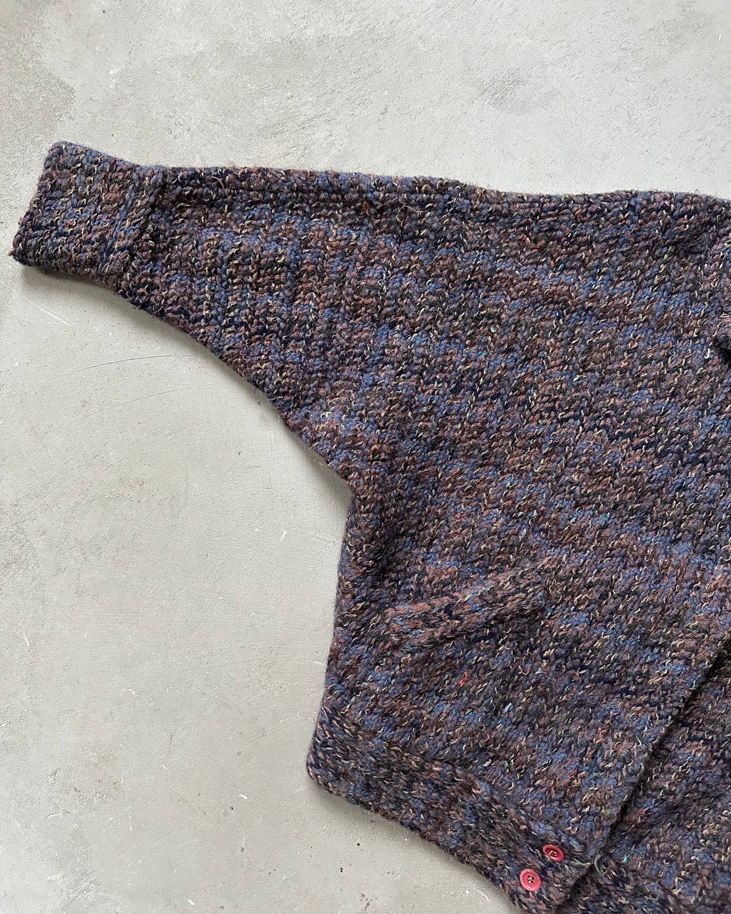 1980s - Blue/Brown Wool Women's Cardigan - (W)M/L