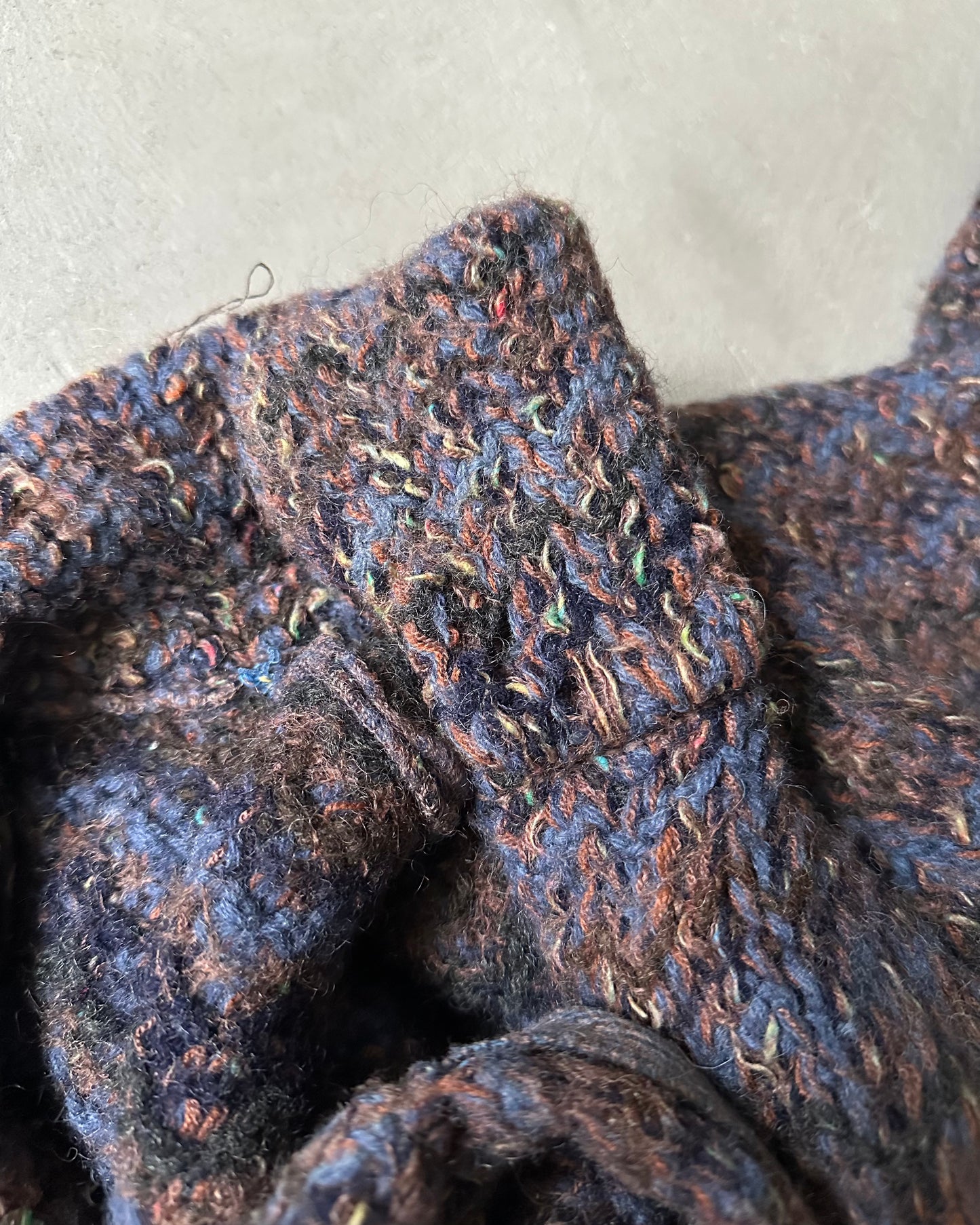 1980s - Blue/Brown Wool Women's Cardigan - (W)M/L