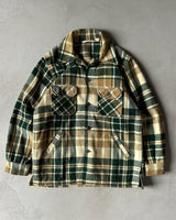 1970s - Green/Tan Woolrich Plaid Wool Shacket - L