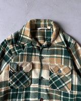 1970s - Green/Tan Woolrich Plaid Wool Shacket - L