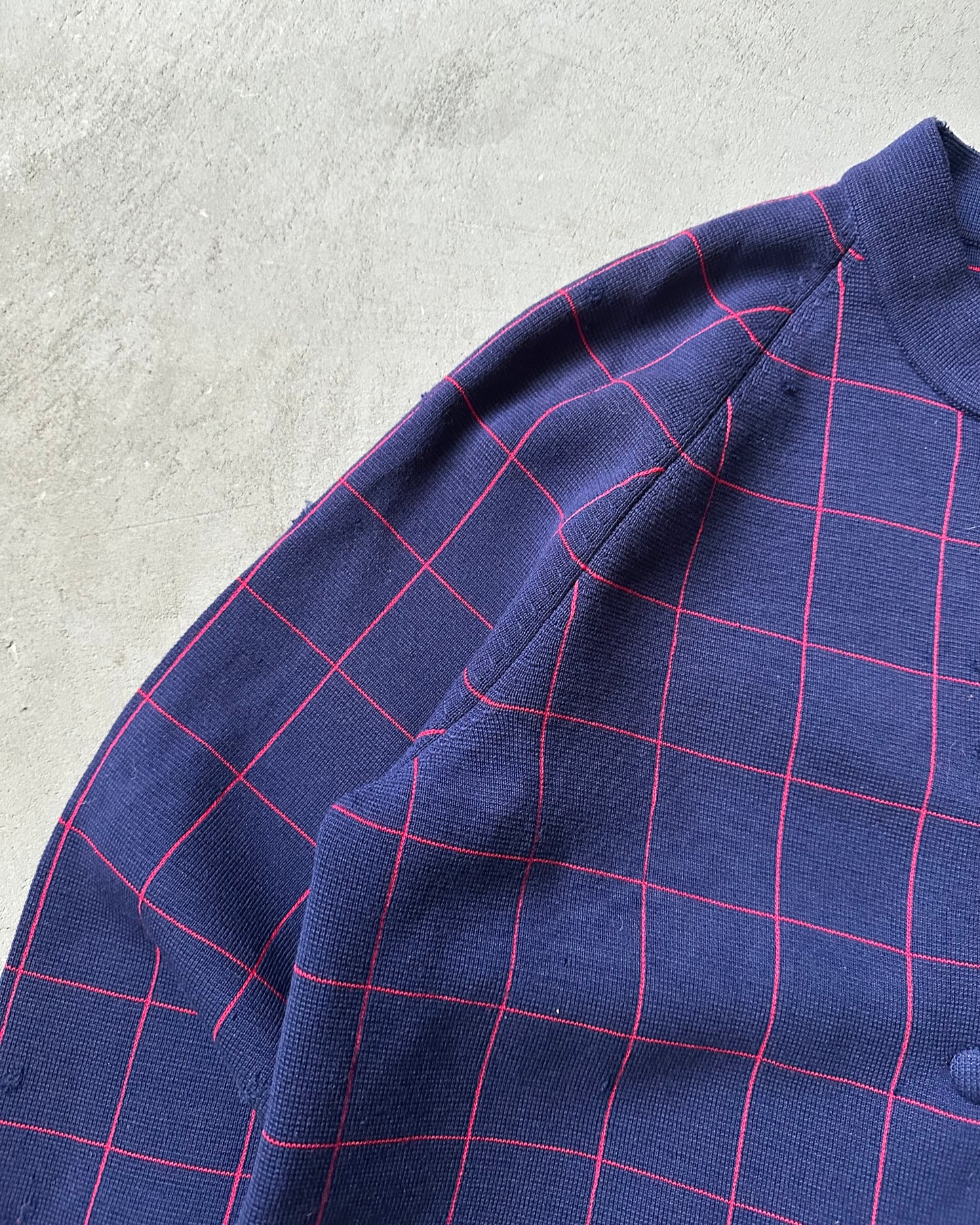 Années 60 - Cardigan Femme Bleu/Rouge Effet Vieilli - (F)TP/P