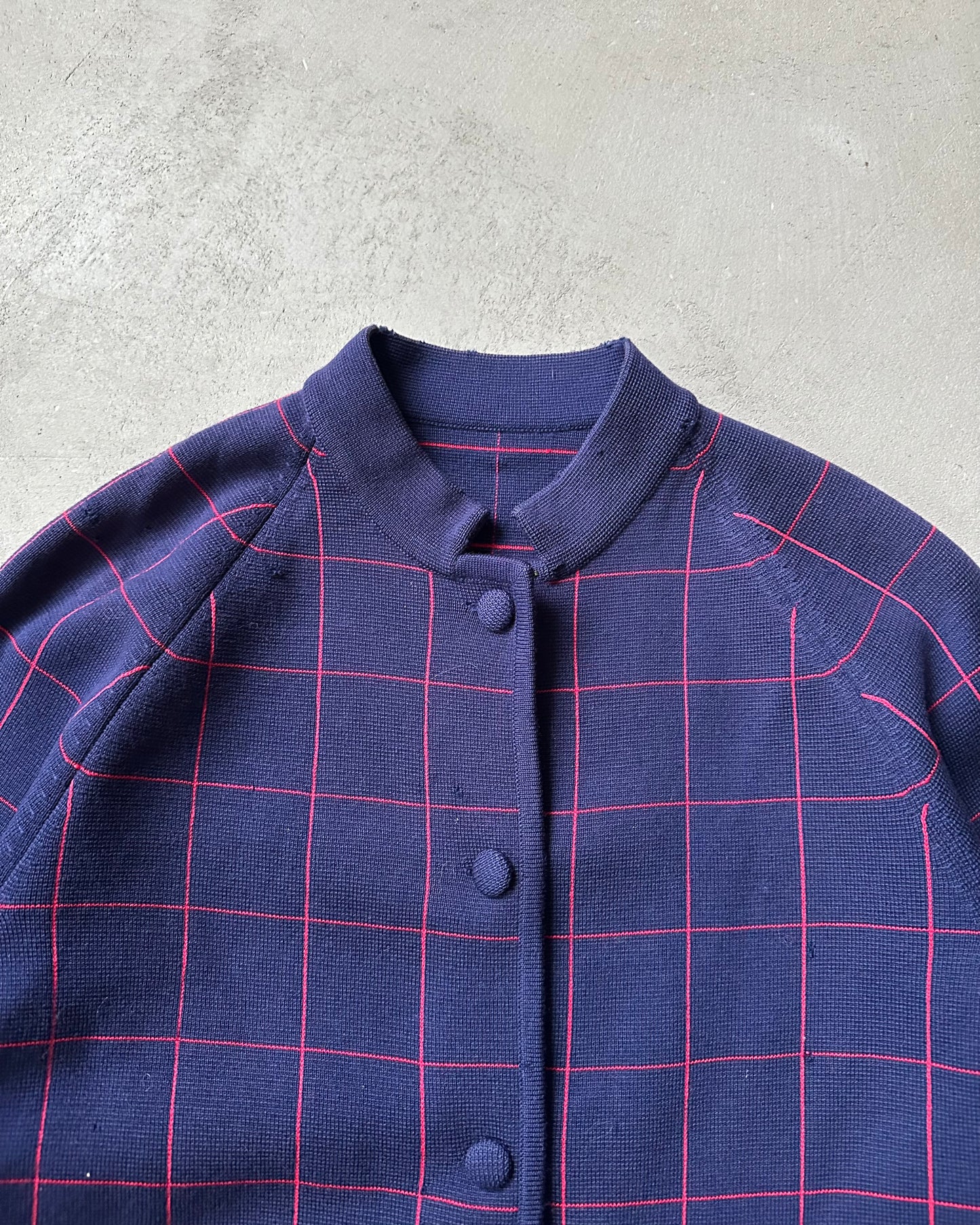 Années 60 - Cardigan Femme Bleu/Rouge Effet Vieilli - (F)TP/P
