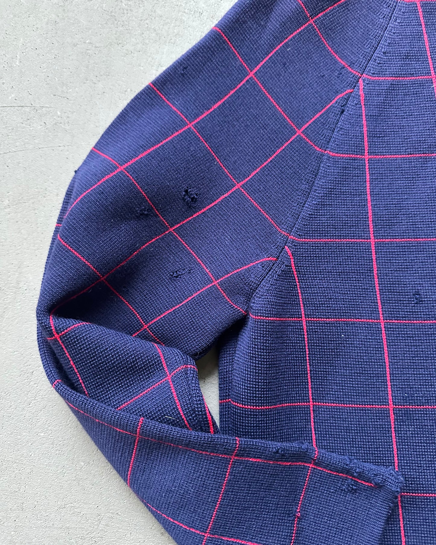 Années 60 - Cardigan Femme Bleu/Rouge Effet Vieilli - (F)TP/P