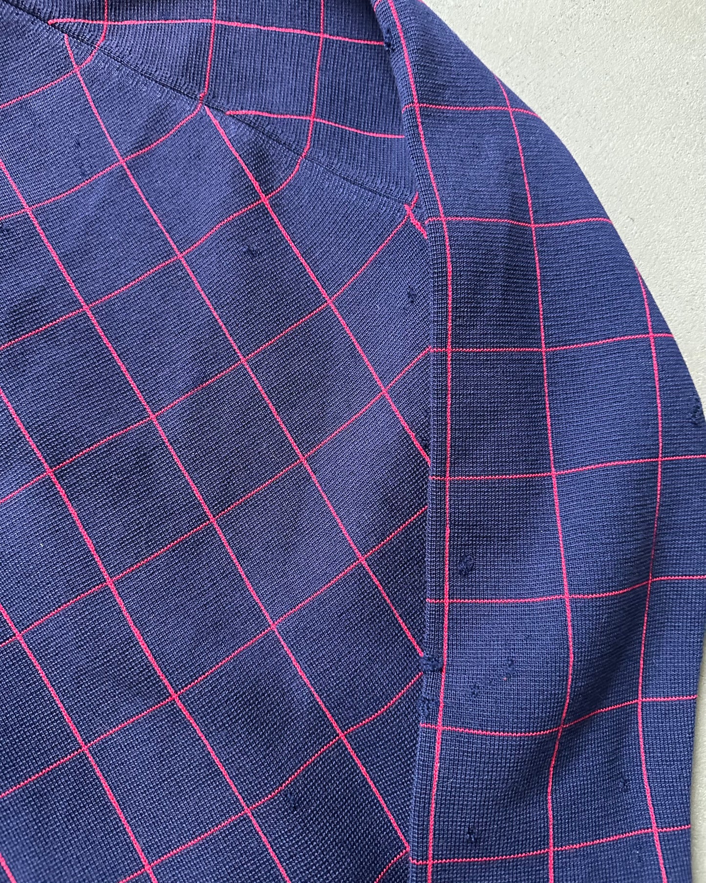 Années 60 - Cardigan Femme Bleu/Rouge Effet Vieilli - (F)TP/P