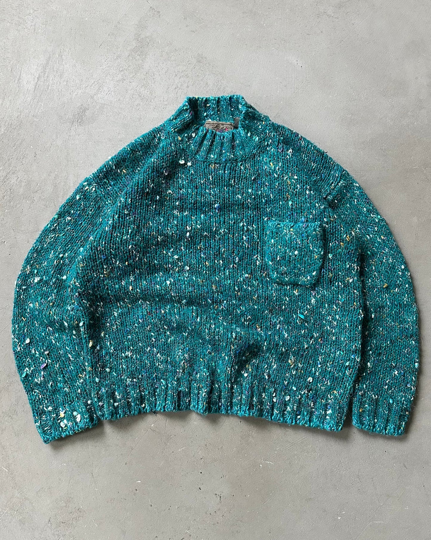 Années 90 - Pull galets aqua/multicolore - (F)M