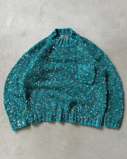 Années 90 - Pull galets aqua/multicolore - (F)M