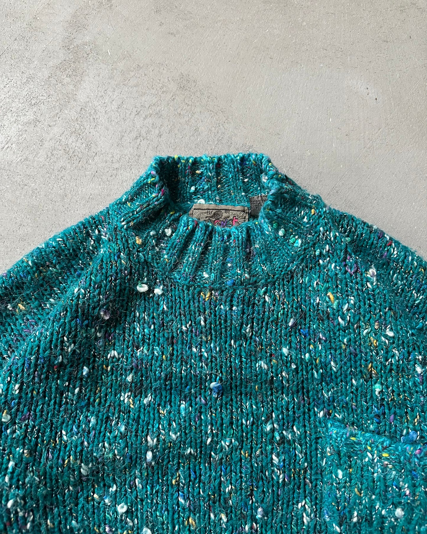 Années 90 - Pull galets aqua/multicolore - (F)M