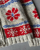 1970s - Grey/Red Cowichan Sweater - S/M