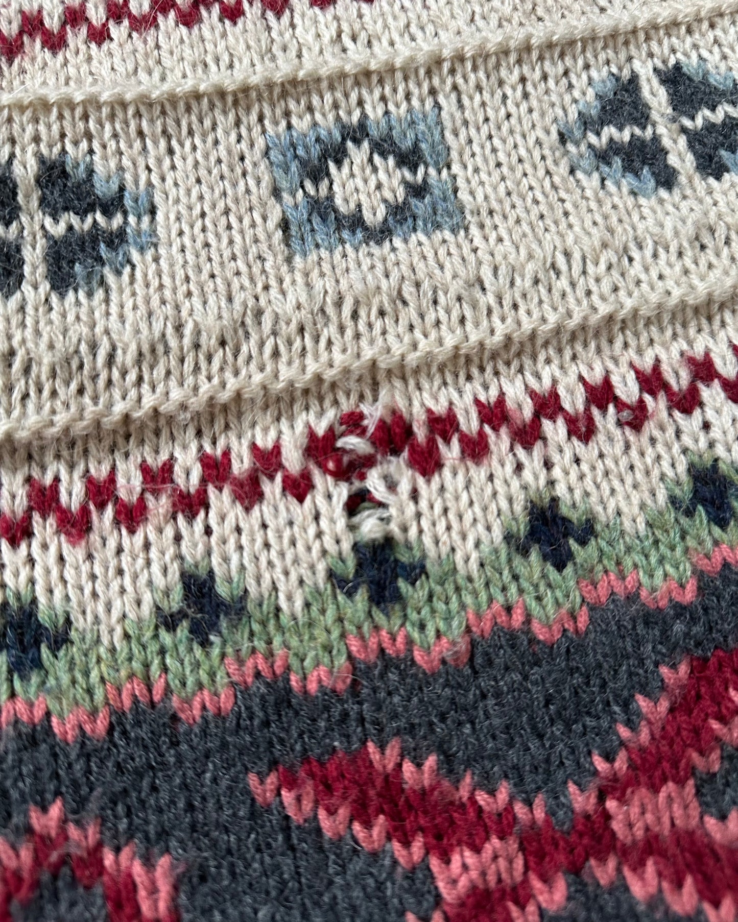 1990s - Cream/Multi Fair Isle Sweater - XL