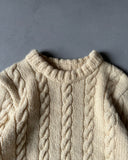 1980s - Cream Cable Knit Wool Sweater - S/M