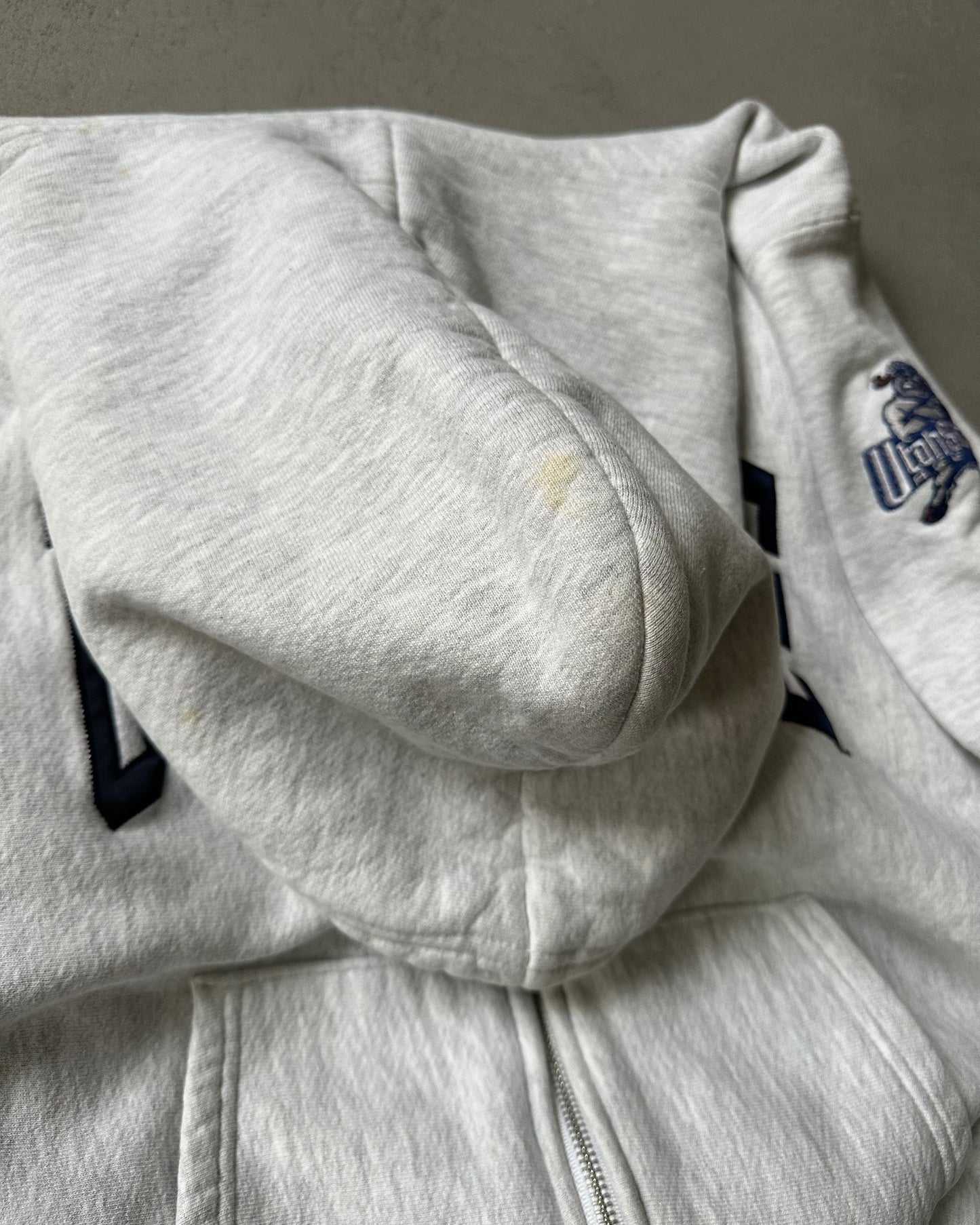 1990s - Ash Grey Utah State Zip Up Hoodie - M/L
