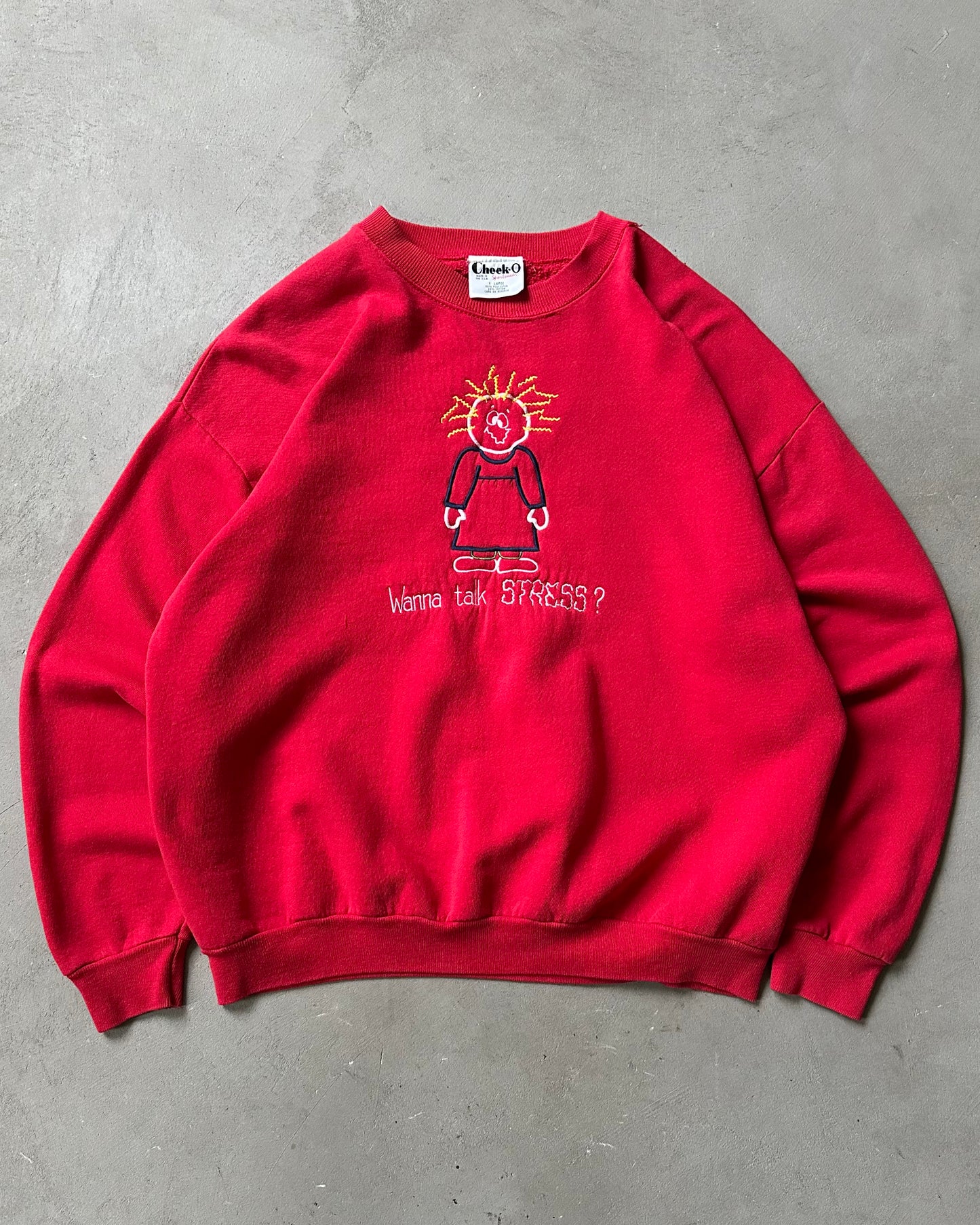 1990s - Red Stress Crewneck - XL
