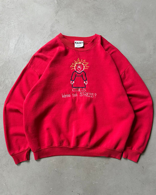Années 90 - Sweat ras du cou rouge Stress - XL