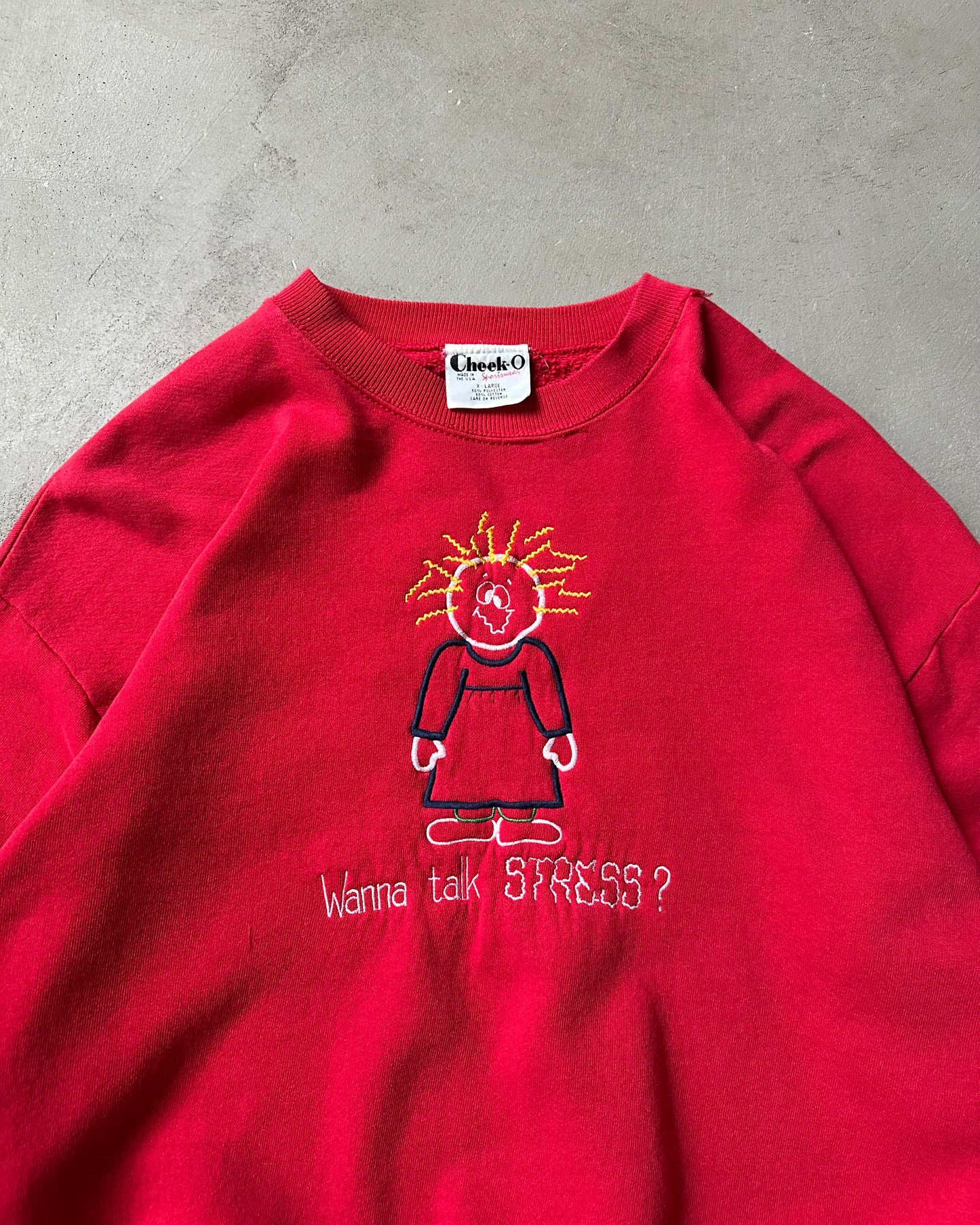 1990s - Red Stress Crewneck - XL