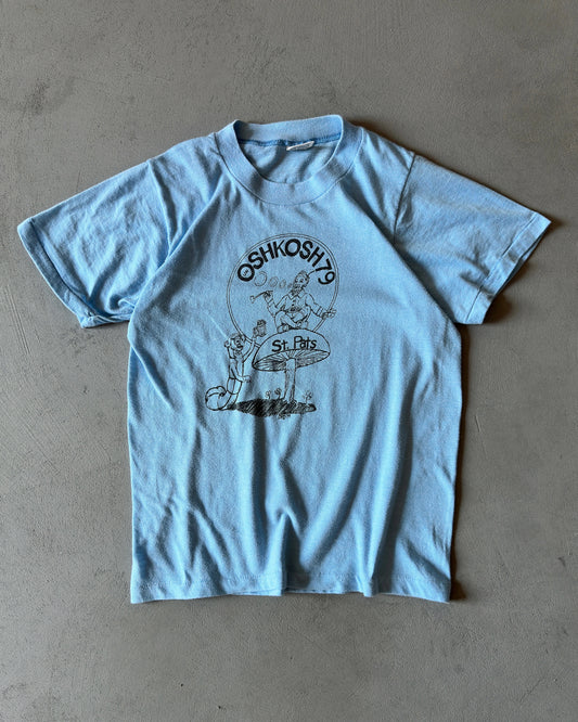 1970s - Light Blue "OshKosh79" T-Shirt - XXS/XS