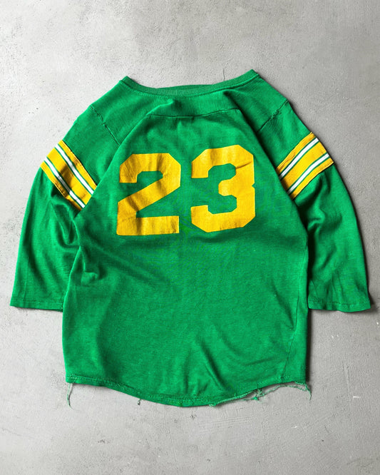 1970s -  Distressed Green/Yellow "23" Rayon Jersey - (W)S