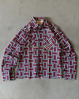 1970s - NOS Navy/Red Regent Houndstooth Button Up - S