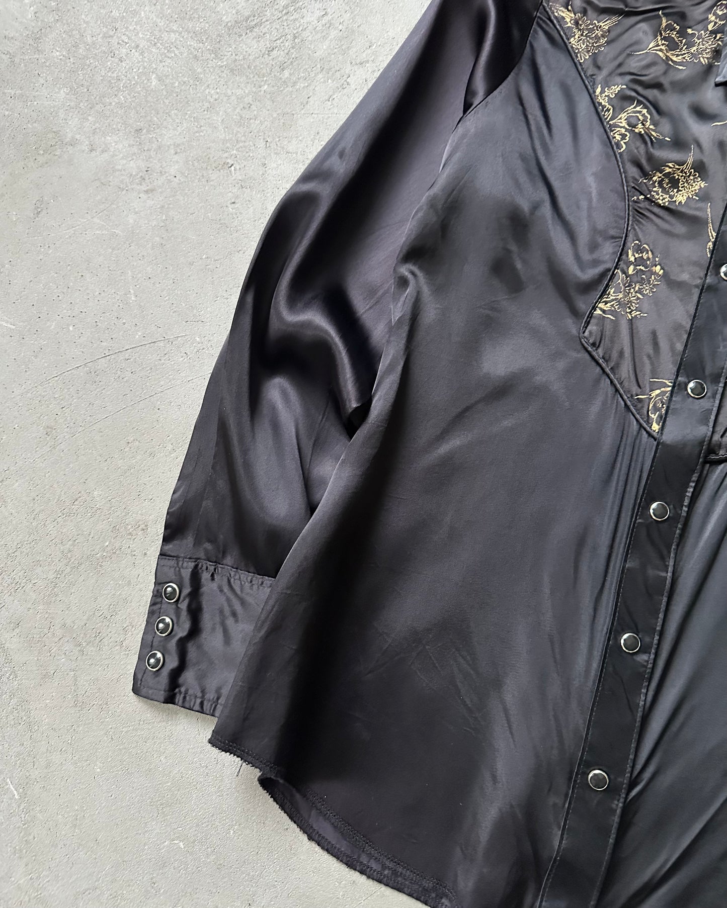 Années 70 - Chemise femme Wrangler noire en acétate - (F)S