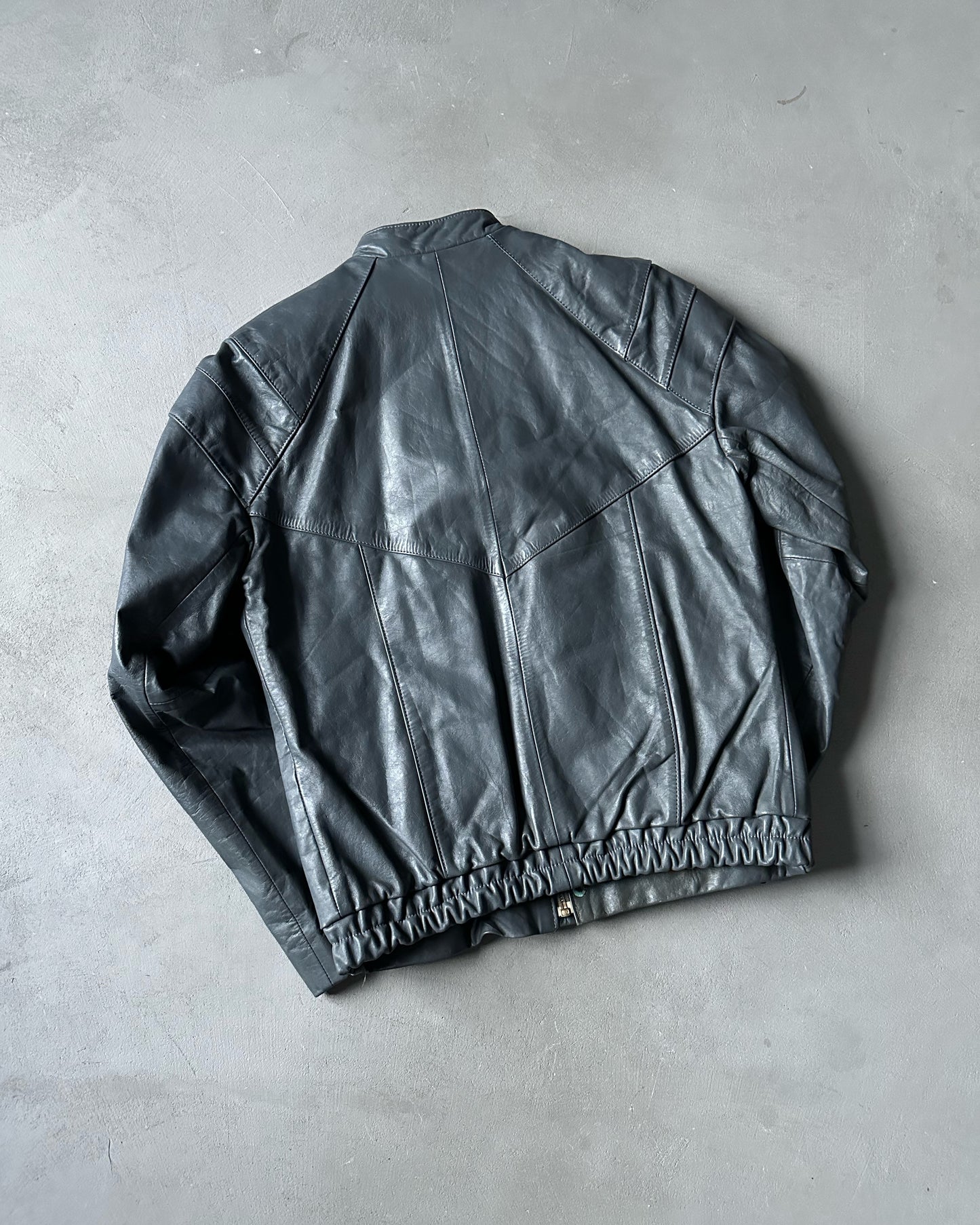 1980s - Grey Leather Jacket - 40