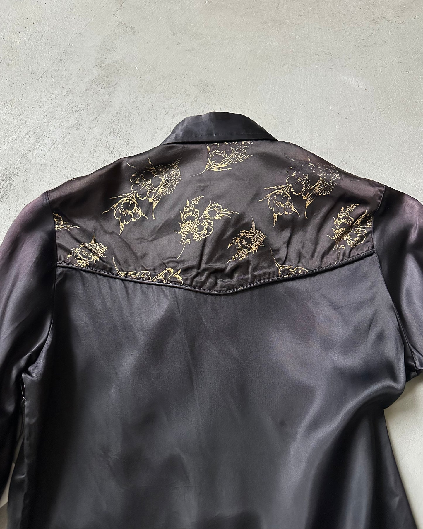 Années 70 - Chemise femme Wrangler noire en acétate - (F)S