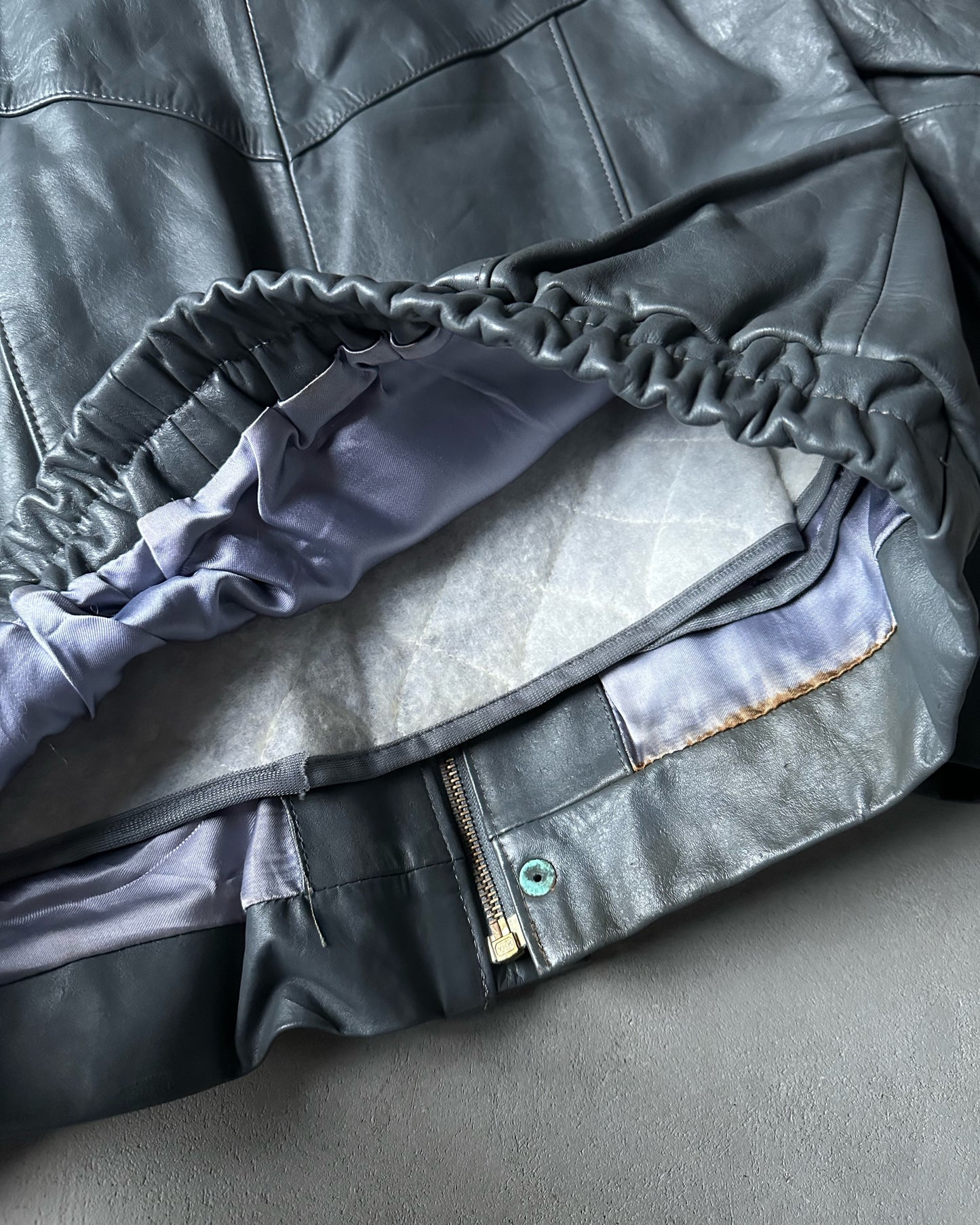 1980s - Grey Leather Jacket - 40