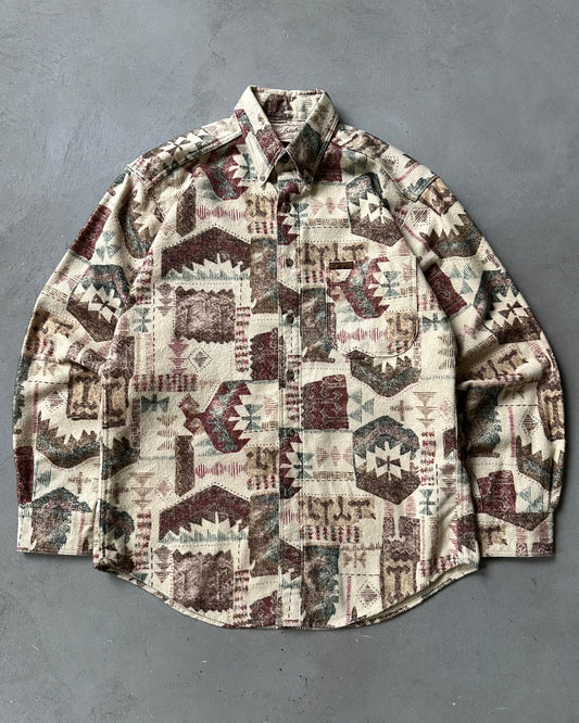 Années 2000 - Chemise aztèque en peau de chamois Tan Woolrich - M