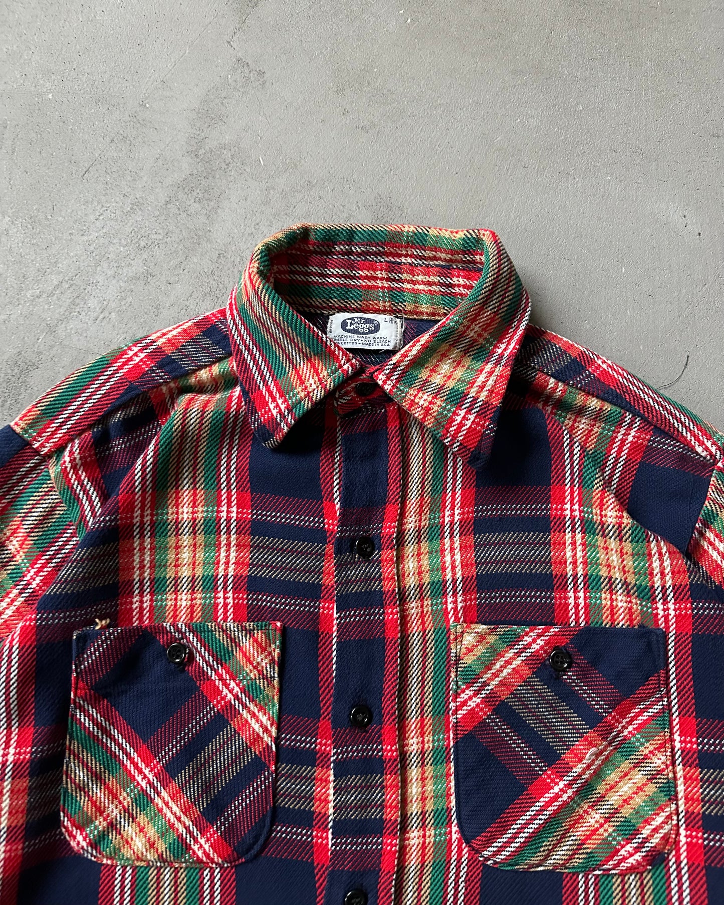 1980s - Navy/Red Mr.Leggs Plaid Flannel - M
