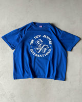 1990s - Blue "The Guy Jesters" Cropped T-Shirt - M/L
