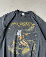 1990s - Faded Black "Only The Strong" T-Shirt - M