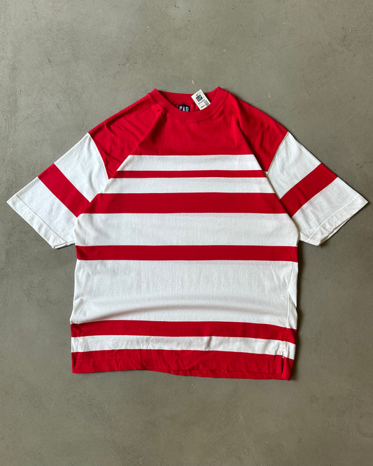 1990s - DSWT Red/White GAP Striped T-Shirt - M