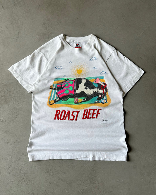 1980s - White "Roast Beef" T-Shirt - S/M