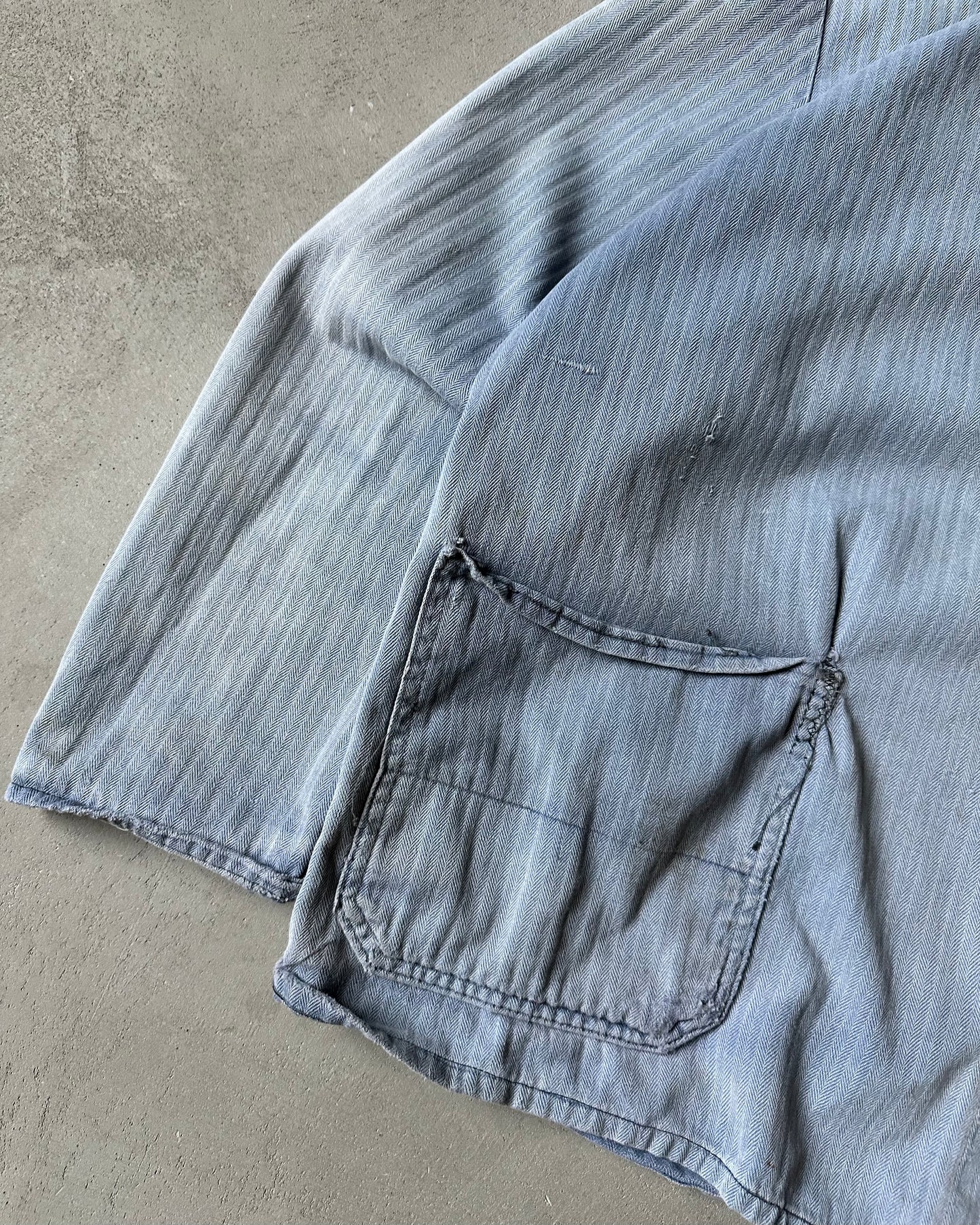 1960s - Distressed Blue HBT Euro Chore - L