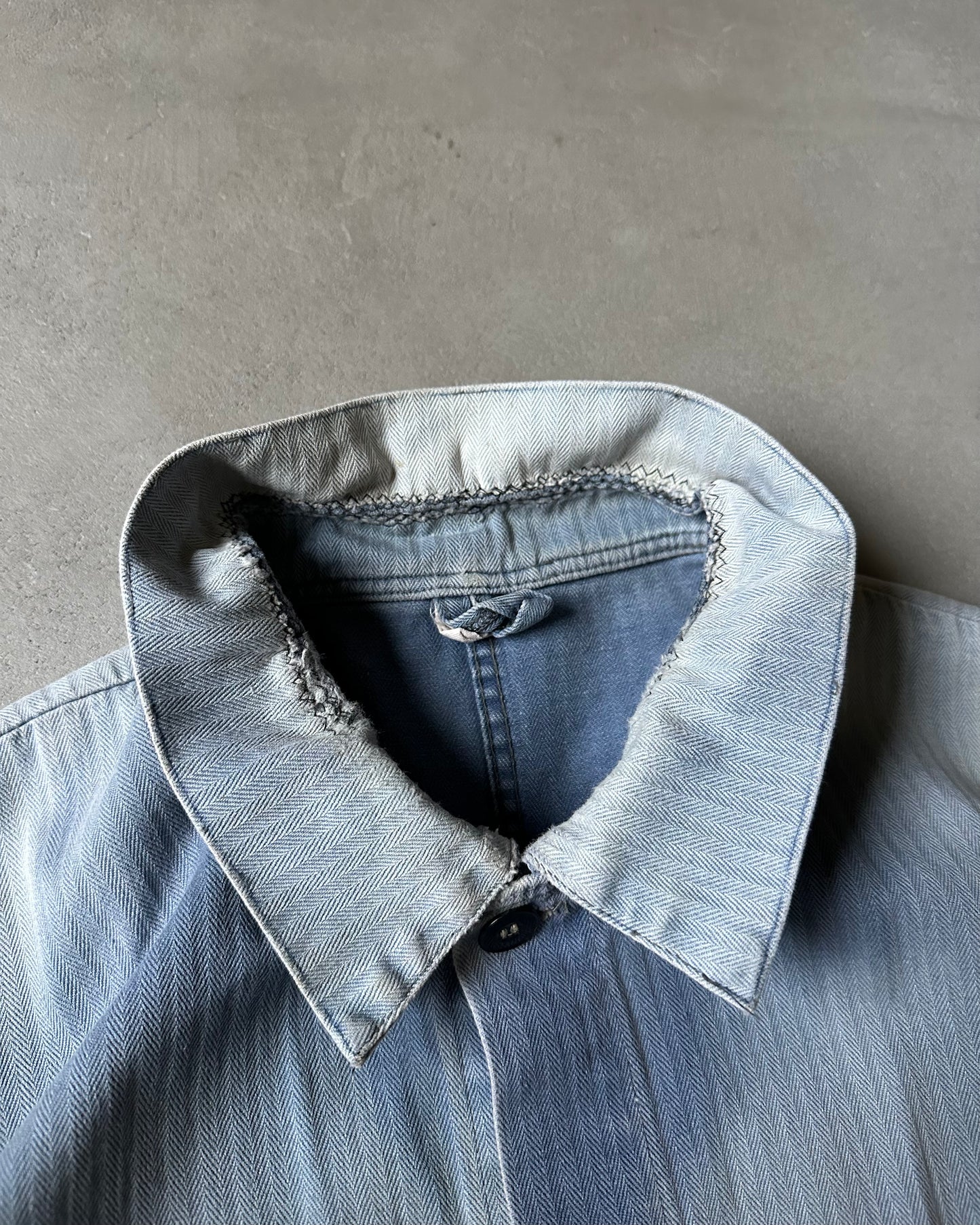 1960s - Distressed Blue HBT Euro Chore - L