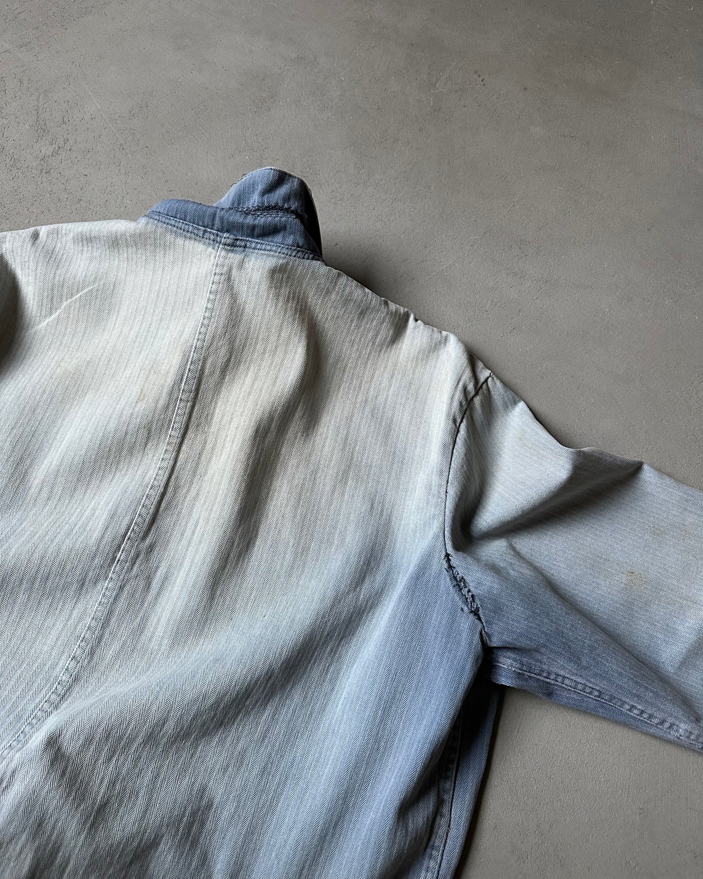 1960s - Distressed Blue HBT Euro Chore - L