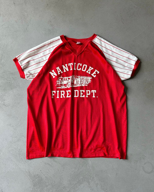 1980s - Red/White "Fire Dept" Jersey - L