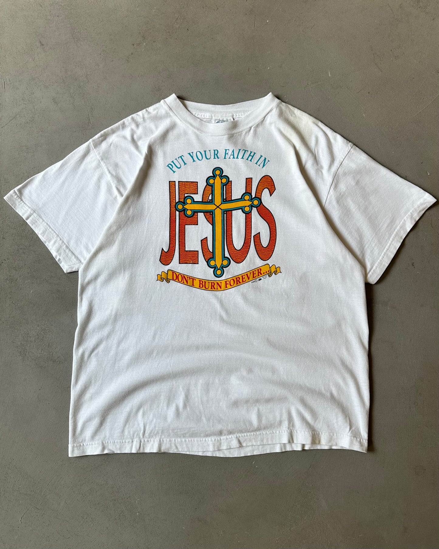 1990s - White "JESUS" T-Shirt - L