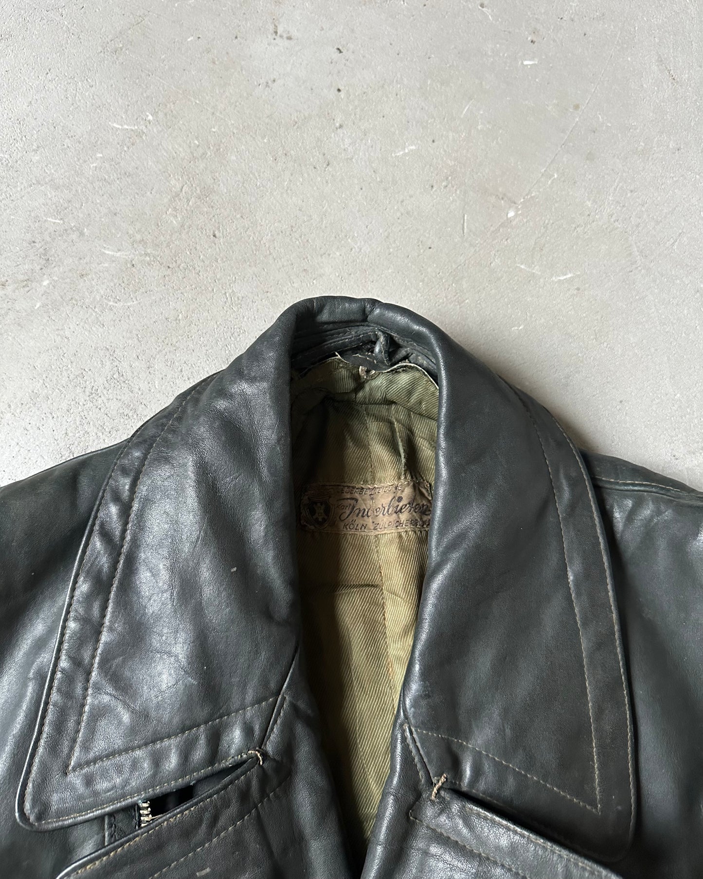 1940s - Black German Motorcycle Leather Jacket - L