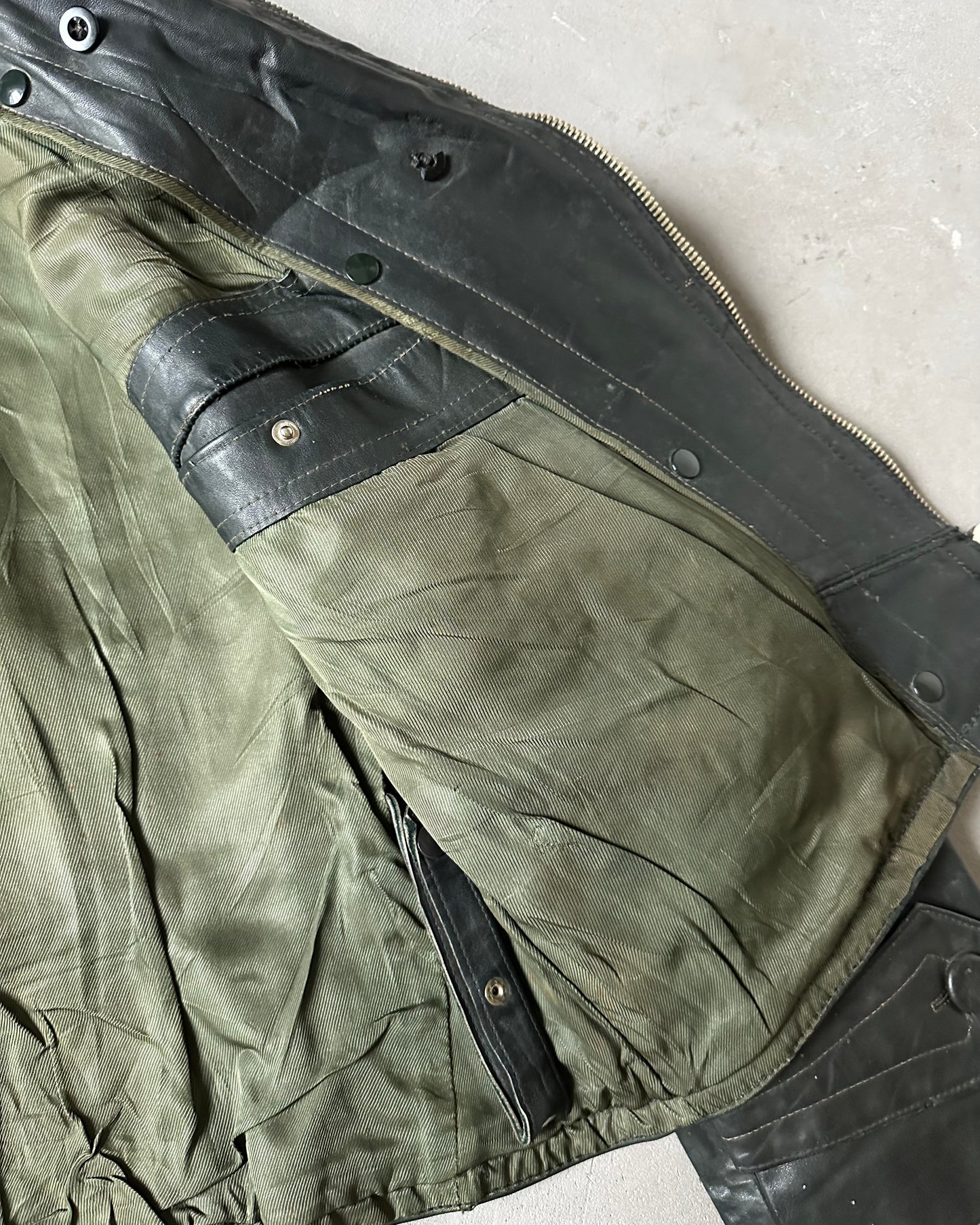 1940s - Black German Motorcycle Leather Jacket - L