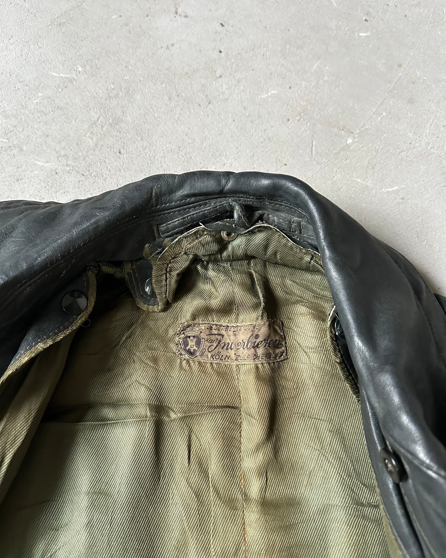 1940s - Black German Motorcycle Leather Jacket - L