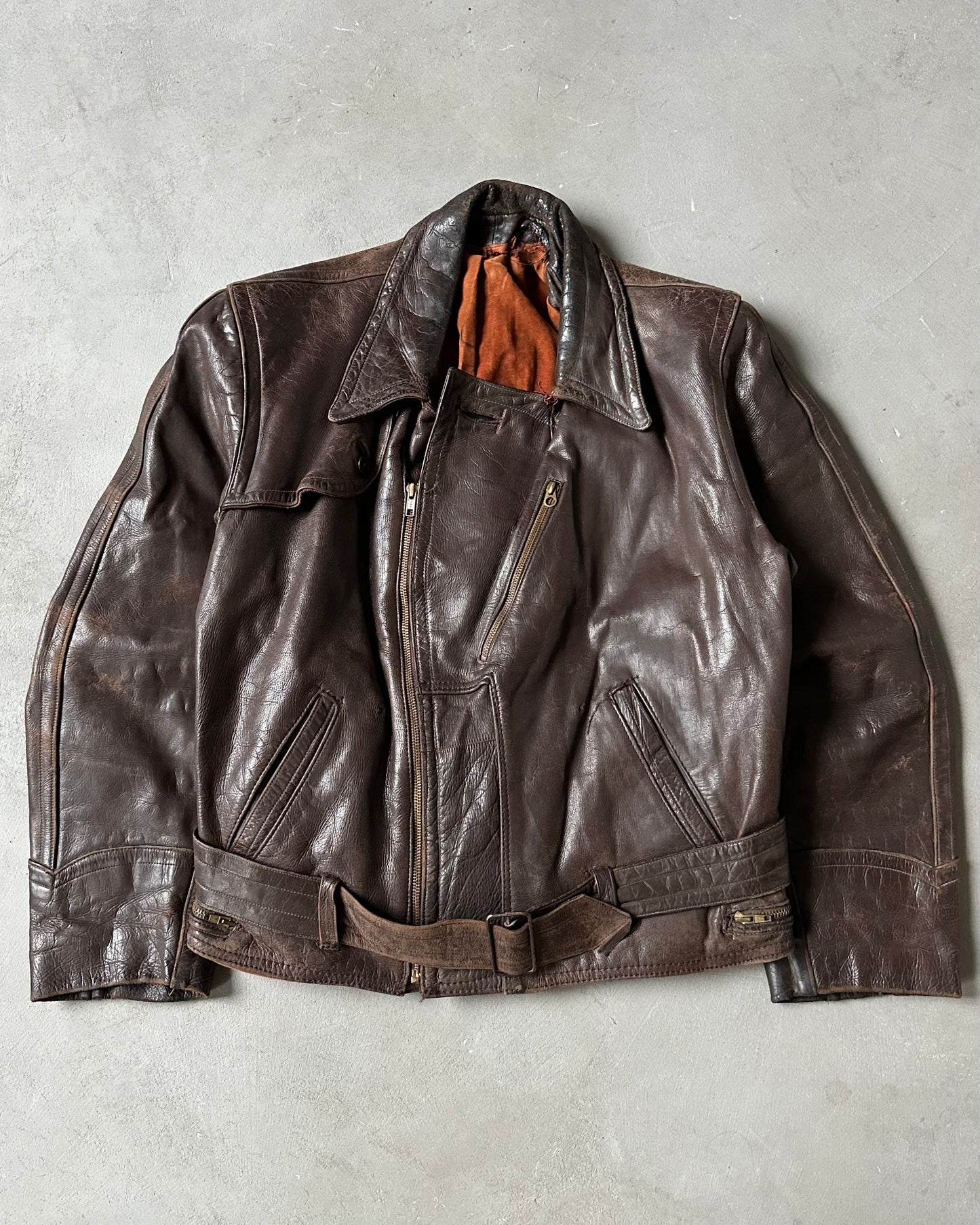 1940s - Dark Brown Elva German Leather Jacket - M/L