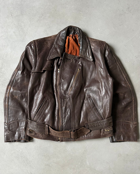1940s - Dark Brown Elva German Leather Jacket - M/L
