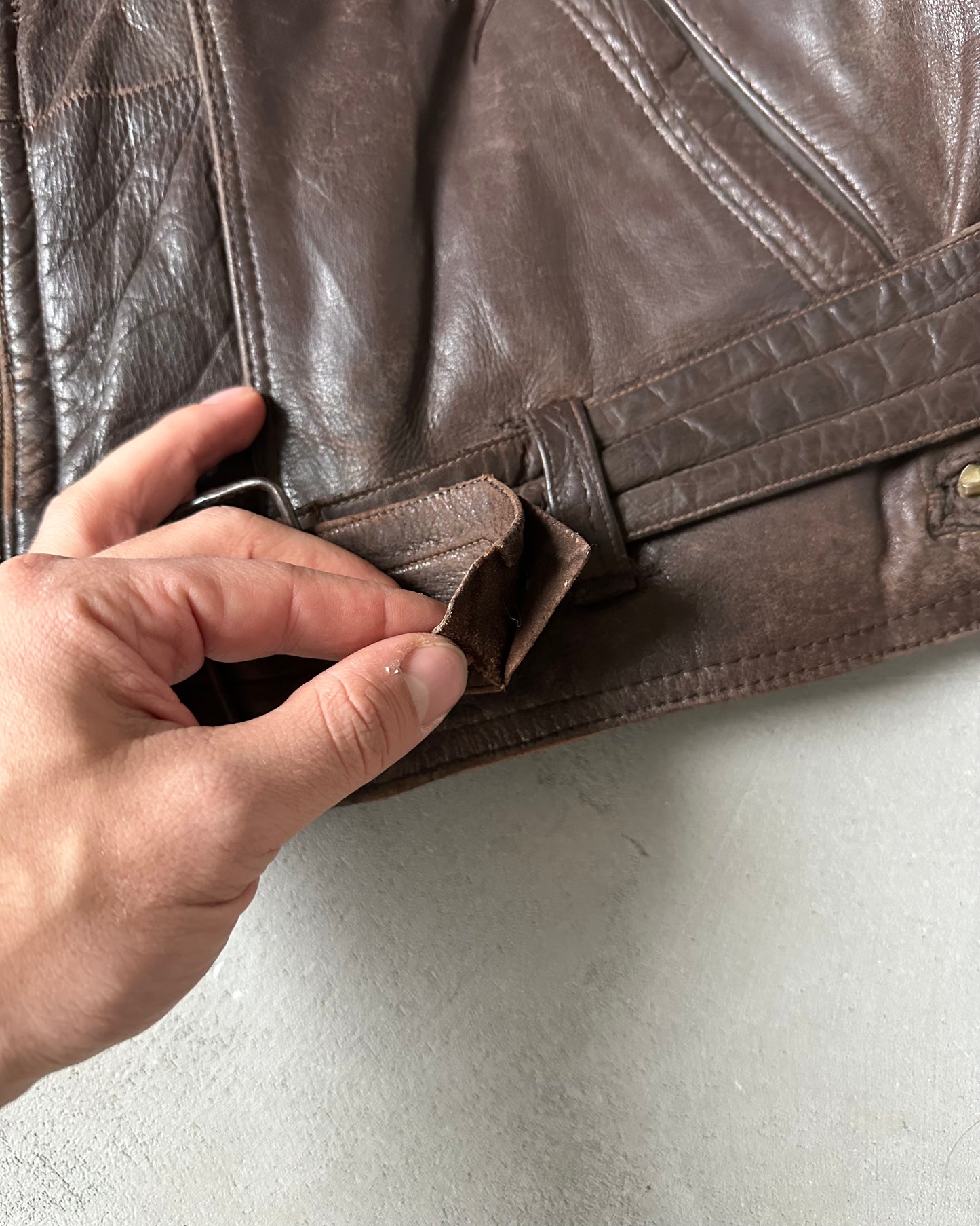 1940s - Dark Brown Elva German Leather Jacket - M/L