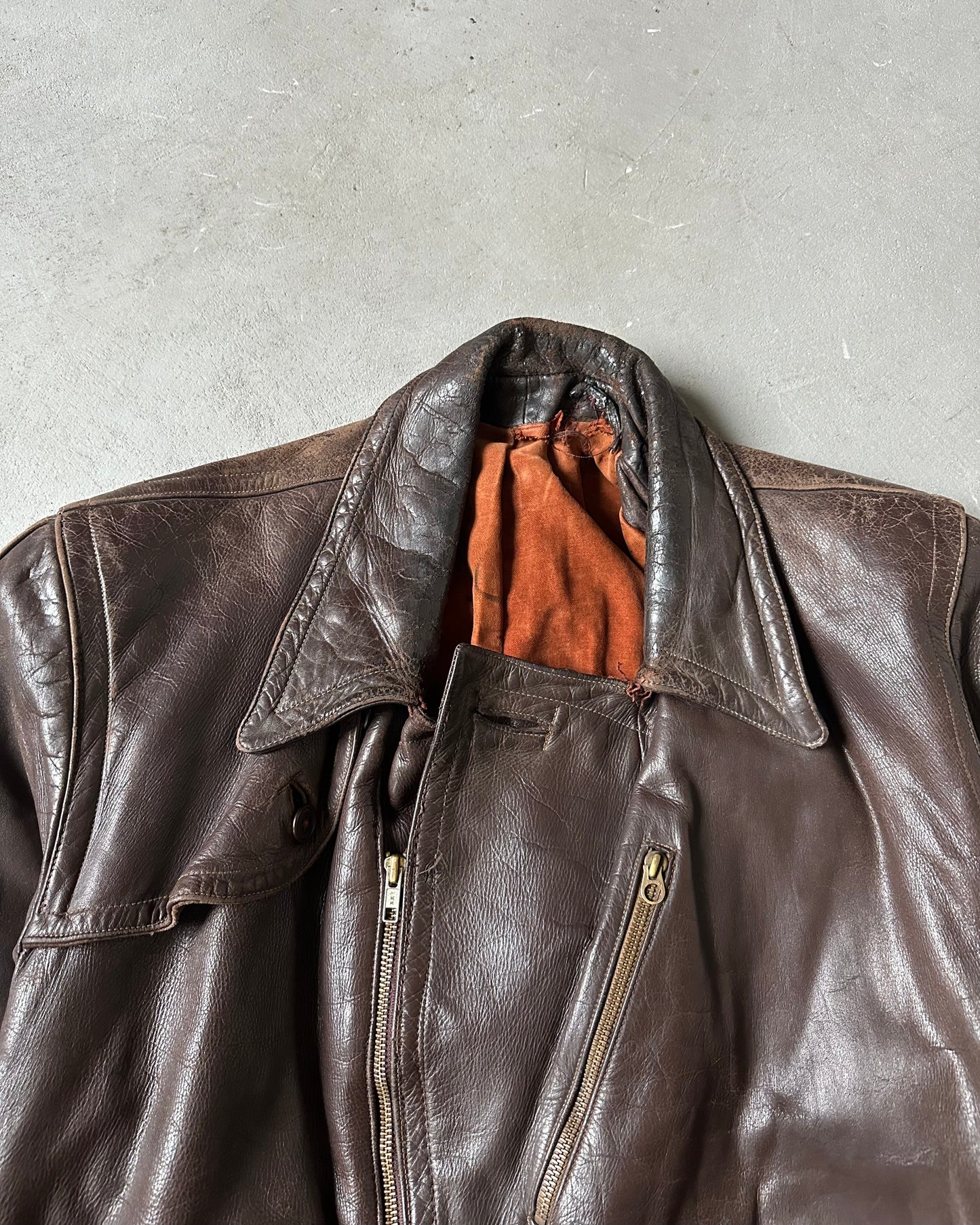 1940s - Dark Brown Elva German Leather Jacket - M/L