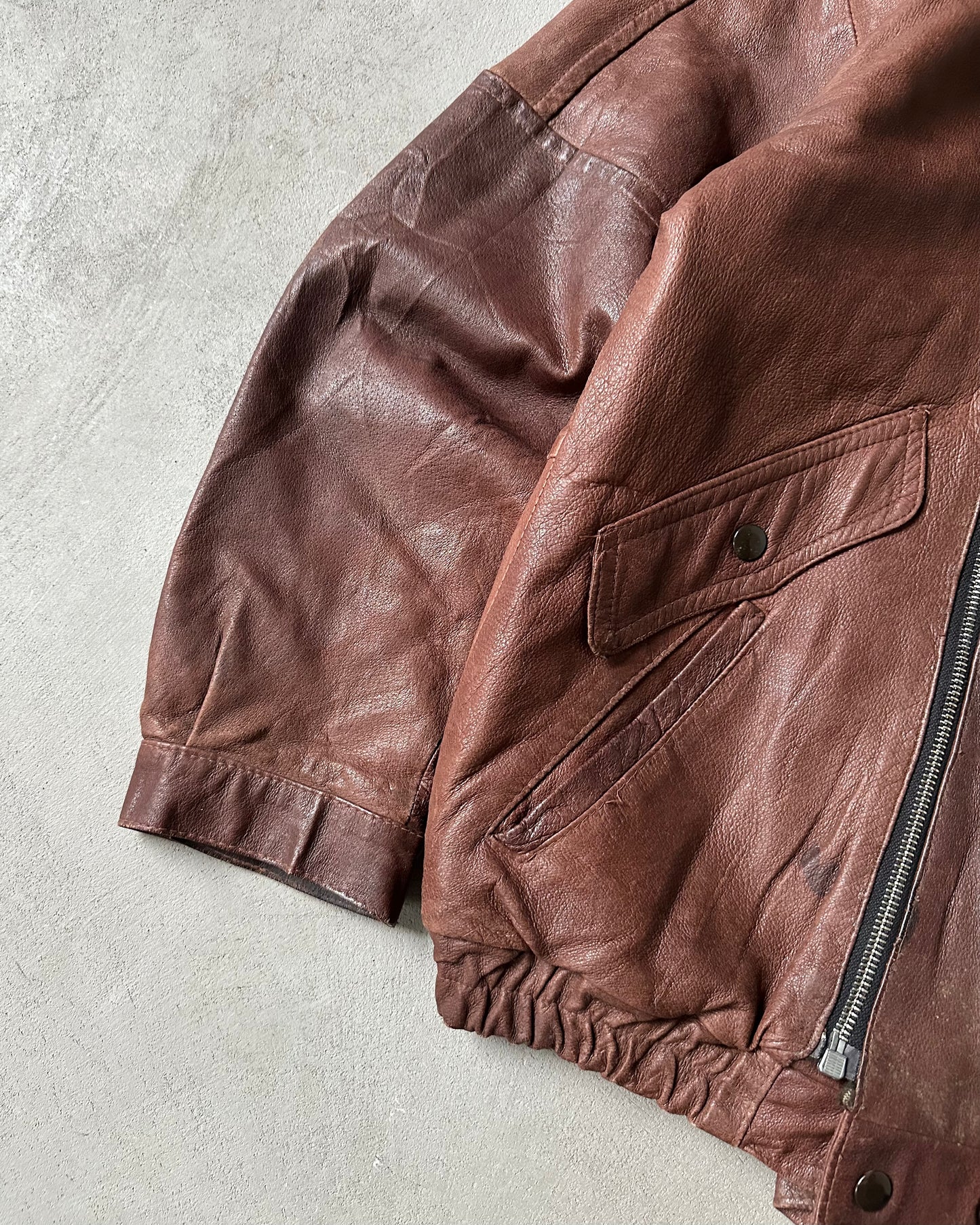 1960s - Brown Gala Faux Fur Leather Jacket - L