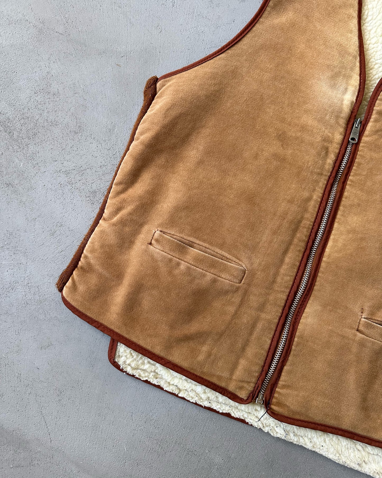 1970s - Tan Sherpa Vest - M/L